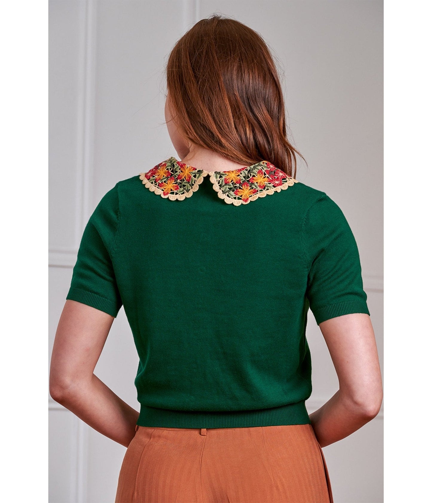 Banned Green Polly Floral Collar Cardigan
