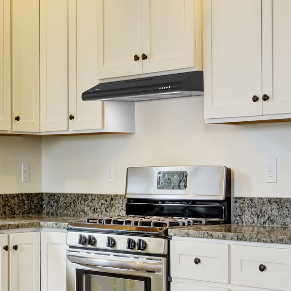 CIARRA CAB75918B 30" Black 200 CFM Under Cabinet Convertible Range Hood