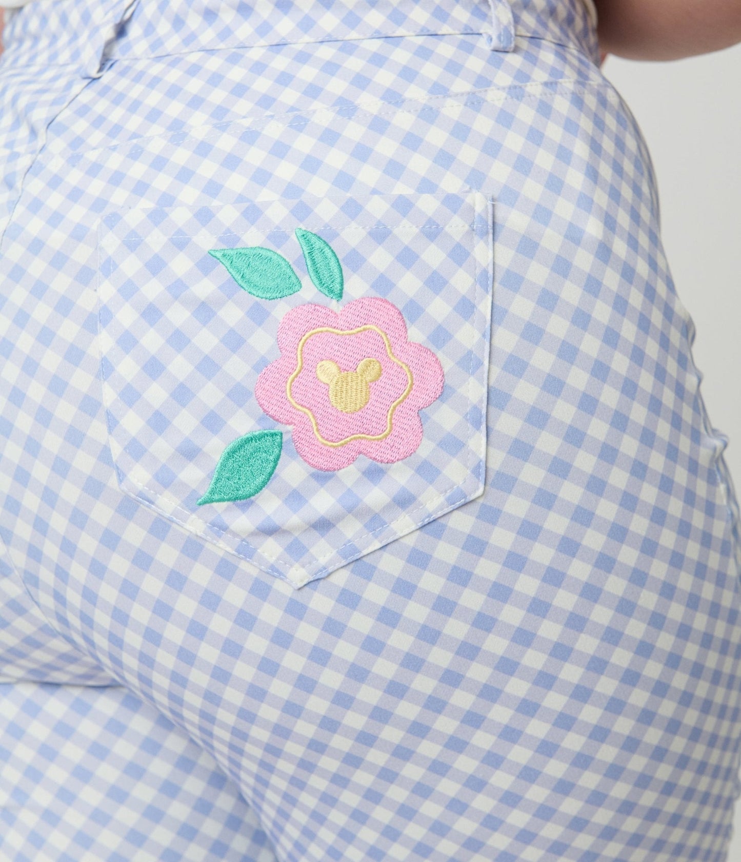 Disney Mickey & Friends Collection by Unique Vintage Plus Size Blue Gingham Rachelle Capri Pants