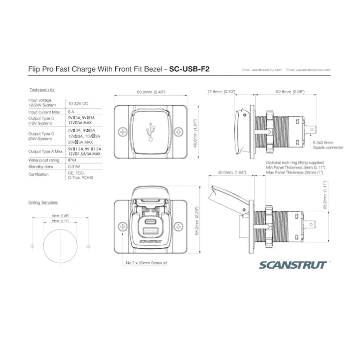 compact flip pro dual usb charger for interior installs