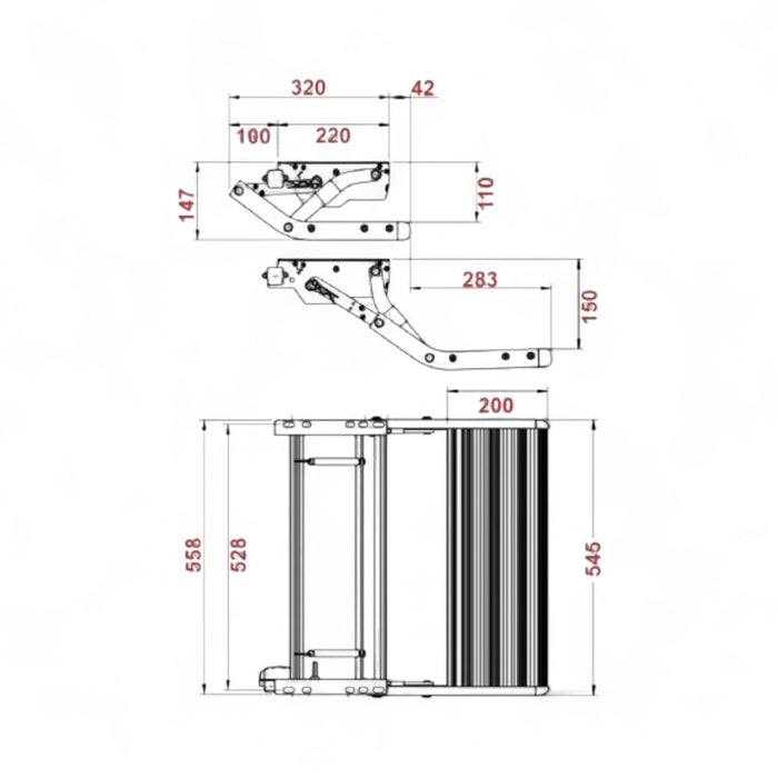 drawing and dimensions for step