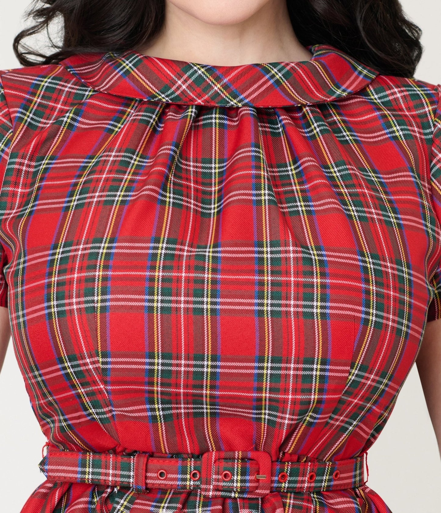 Smak Parlour Red Plaid Flare Dress