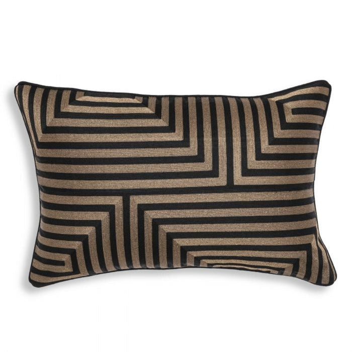 Spray Cushion Black and Gold with Feather upgrade by Eichholtz.-Renaissance Design Studio