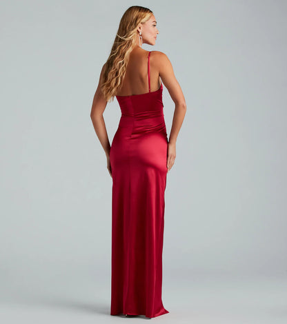 Jolina Wrap Skirt Satin Dress