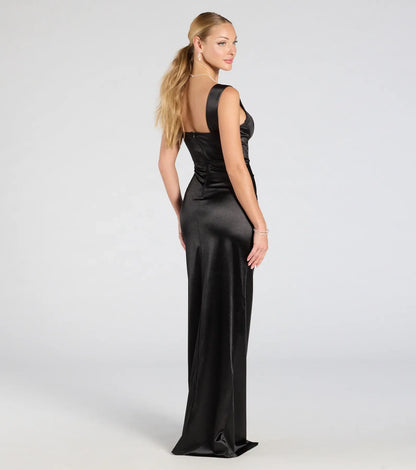 Lorelli Formal Satin Wrap Long Dress