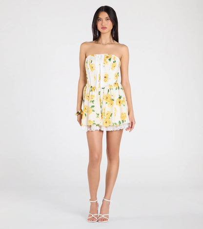 Idea Of Bliss Corset Lace-Up Floral Skater Dress