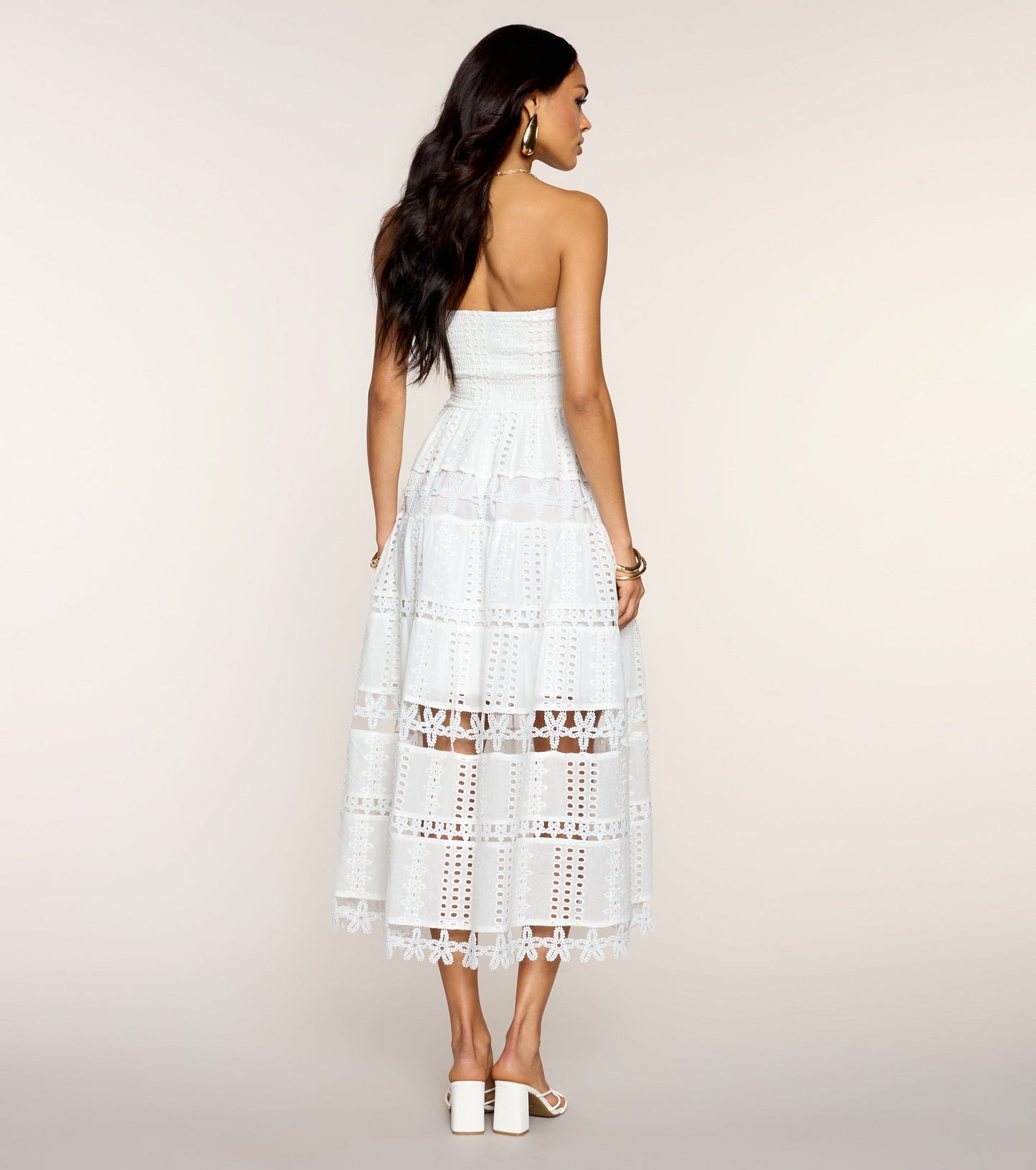 Lovely Day Eyelet A-Line Midi Dress