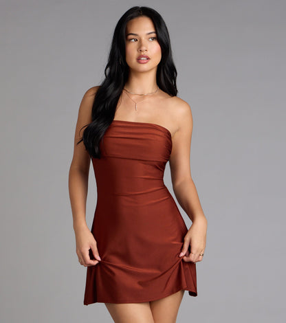 No Effort Drama Lace-Up Mini Dress