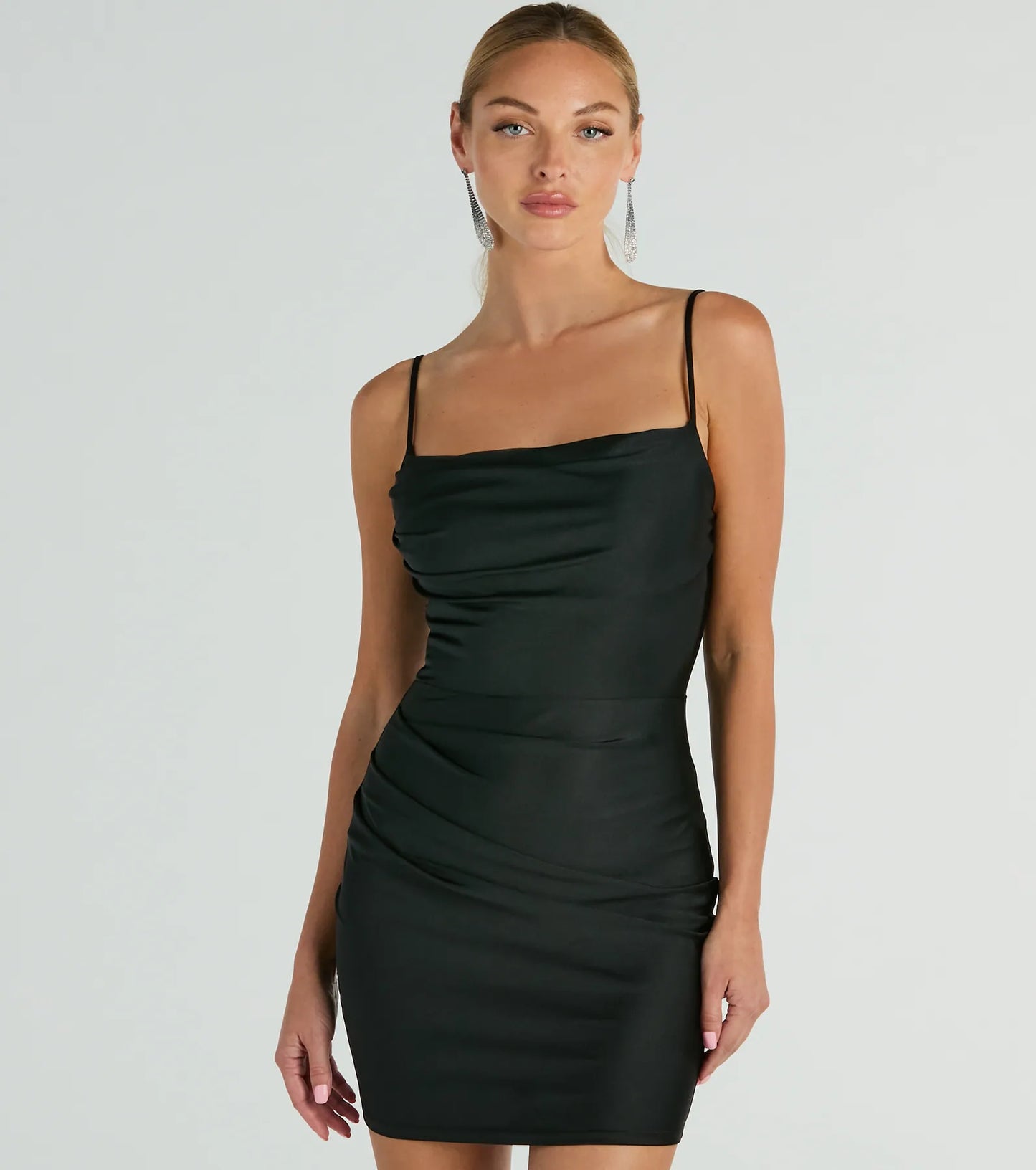 Flawless Allure Cowl Neck Bodycon Mini Dress