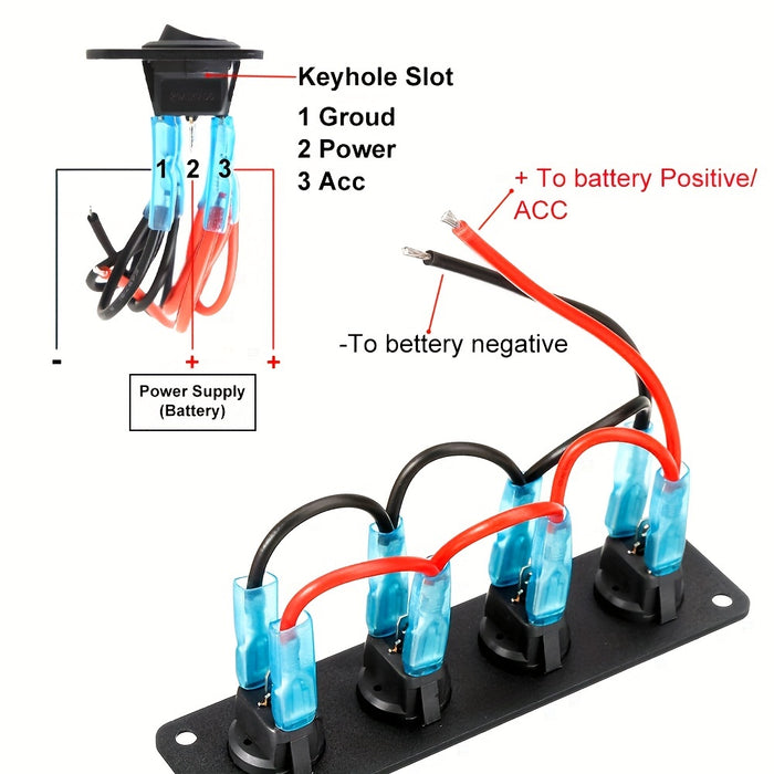 single switch panel with blue led light for campervans