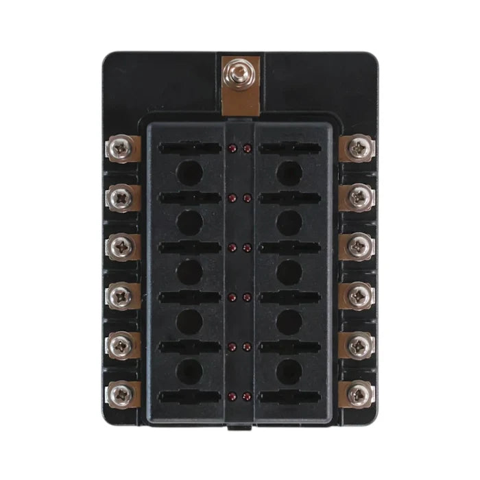Caravan 12 way LED blade fuse panel for 12v electrical distribution
