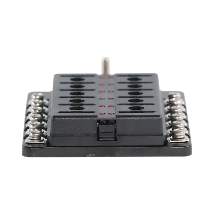 Campervan fuse distribution block with 12 circuits and LED indicators