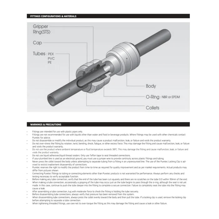 puretec tee for joining 12mm tubing