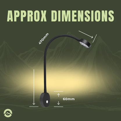 Campervan wall reading light with directional LED illumination