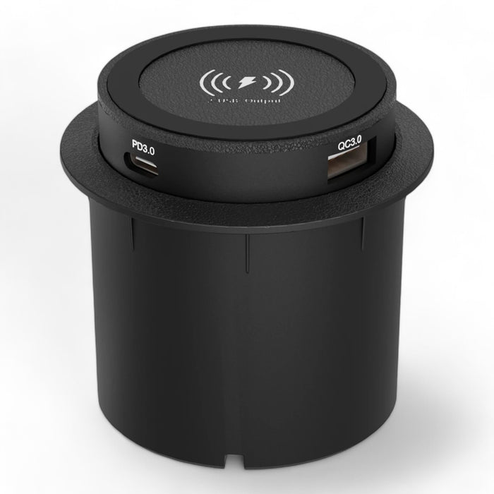 12v wireless pop up phone charger with usb c and usb a