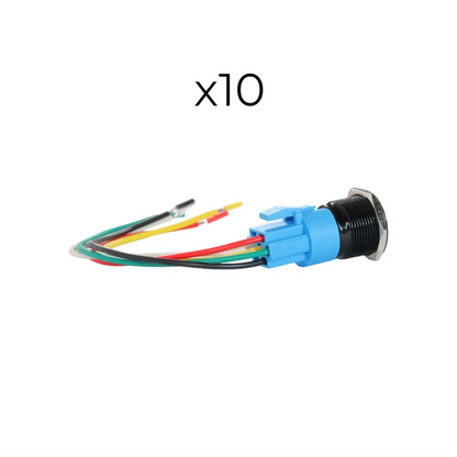 19mm latching led push button switch black anodised finish for campervan 12v and 24v control panels