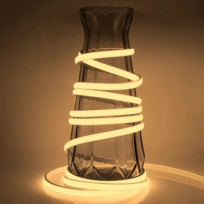 warm white neon diffuser strip beside tools