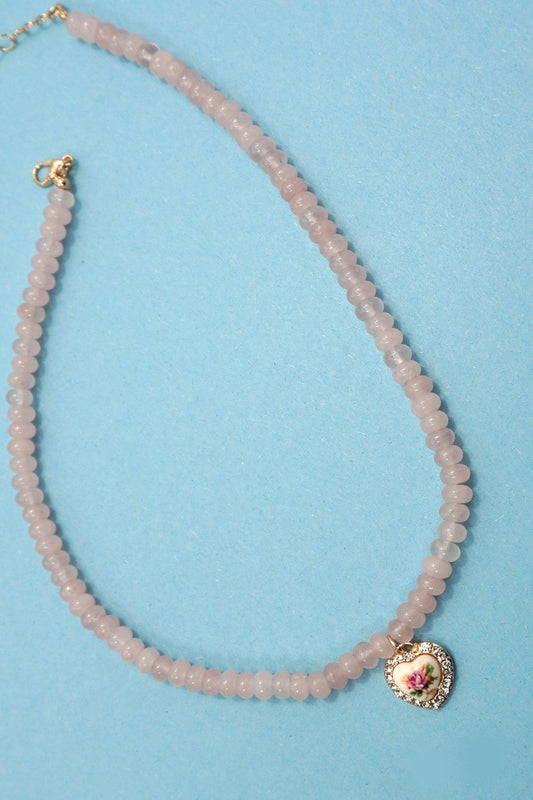 THE STONE BEADED CHARM NECKLACE