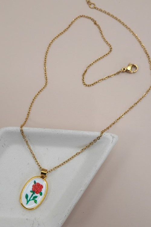 THE CERAMIC OVAL NECKLACE IN GOLD