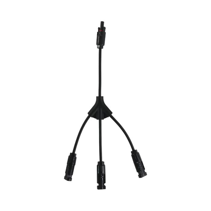 MC4 triple Y connectors shown with wiring
