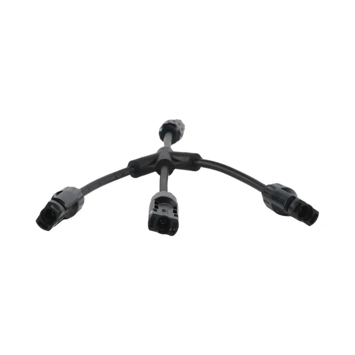 pair of 3-to-1 MC4 Y branches beside tools