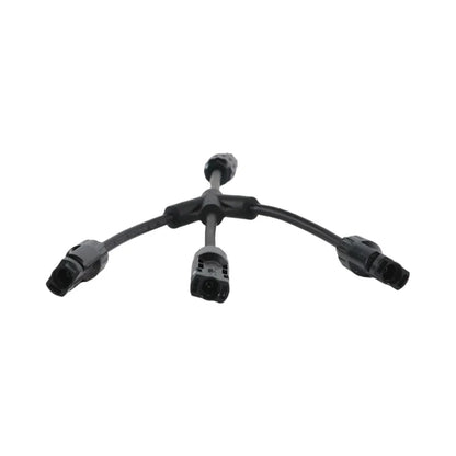 pair of 3-to-1 MC4 Y branches beside tools