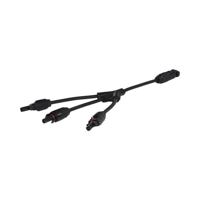 heavy-duty MC4 triple connectors ready for setup