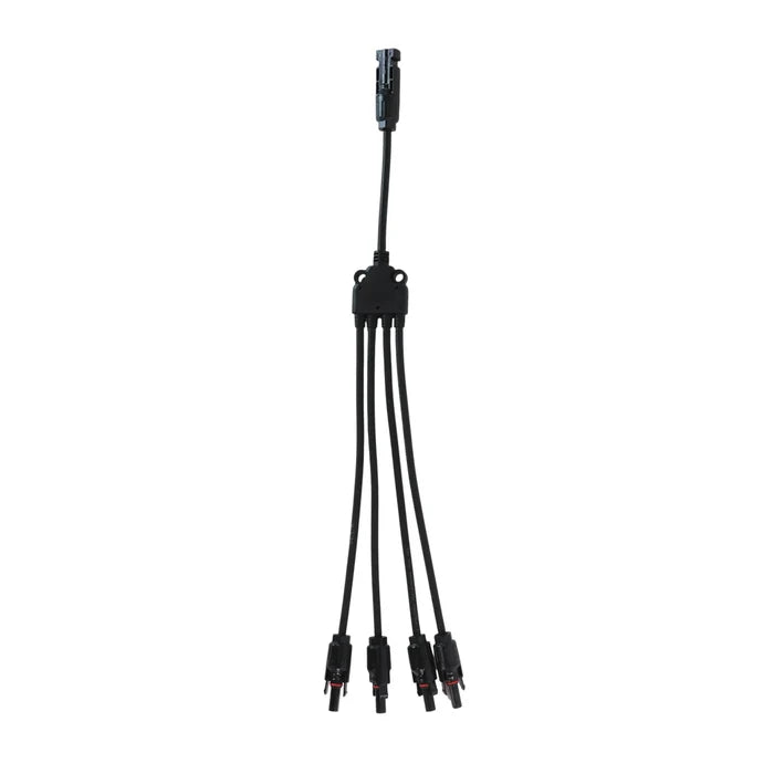 close-up of quadruple MC4 Y branch connectors