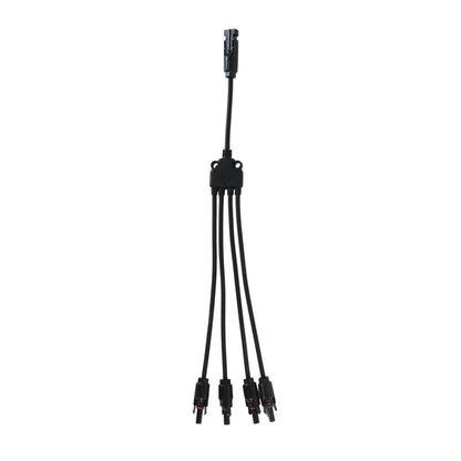 close-up of quadruple MC4 Y branch connectors