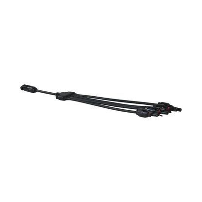 pair of 4-to-1 MC4 Y branches beside tools