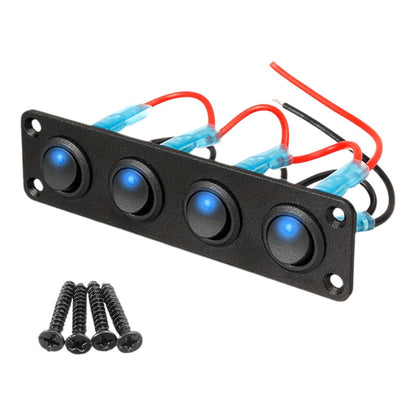 4 switch panel with blue led indicators for 12v systems