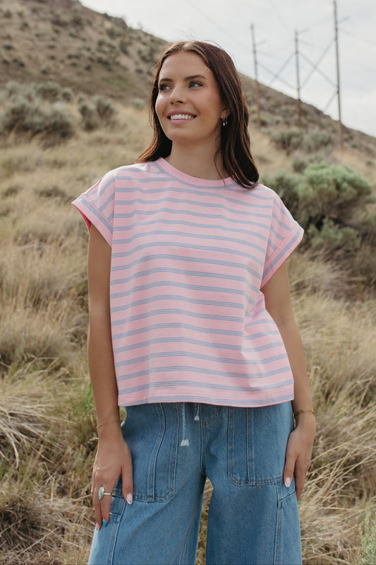 THE BELLA STRIPED CAP SLEEVE TOP