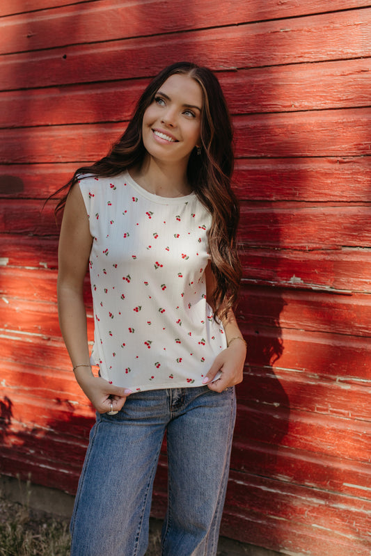 THE GRACELYNN CHERRY SLEEVELESS TOP