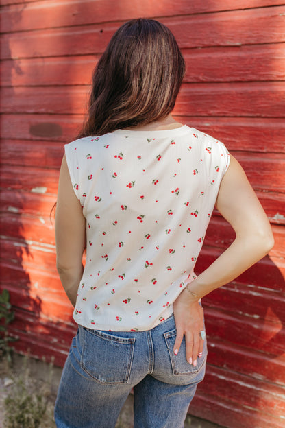 THE GRACELYNN CHERRY SLEEVELESS TOP