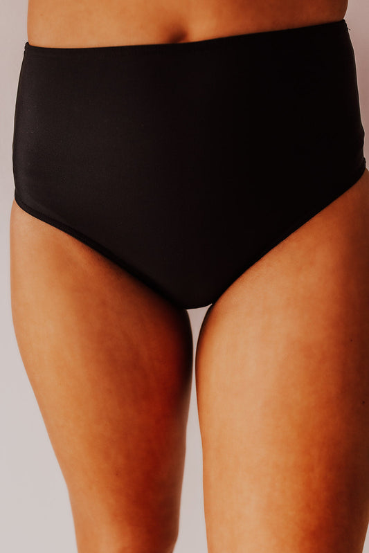 VINTAGE HIGH WAIST SWIM BOTTOM IN BLACK BY PINK DESERT