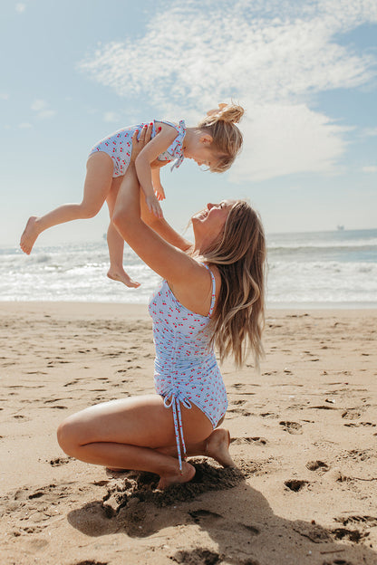 GIRLS TIE STRAP ONE PIECE IN CHERRY CHARM BY PINK DESERT