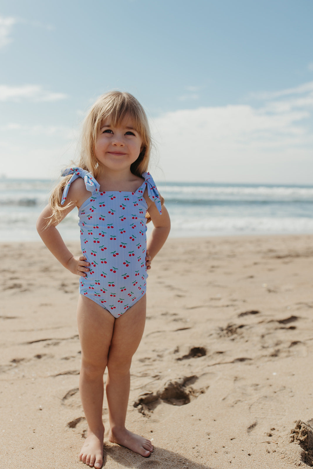 GIRLS TIE STRAP ONE PIECE IN CHERRY CHARM BY PINK DESERT