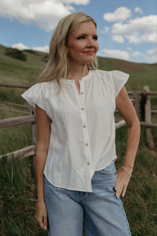 THE BLISS WHITE BUTTON UP TOP
