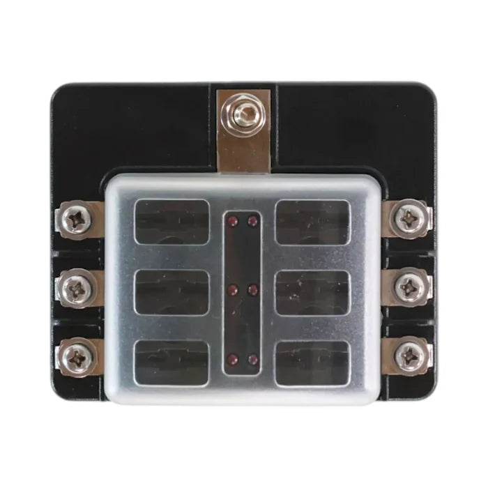 6 circuit blade fuse block with LED indicators and screw terminals