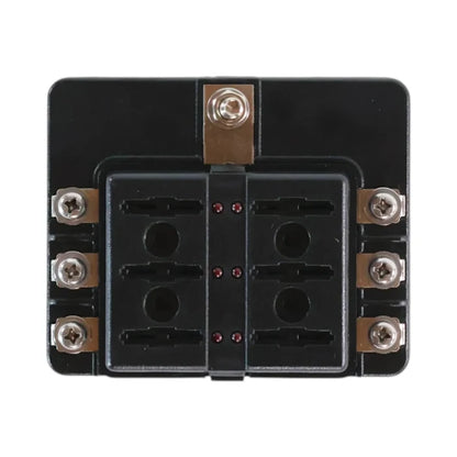 RV blade fuse holder with LED indicator lights and screw down terminals