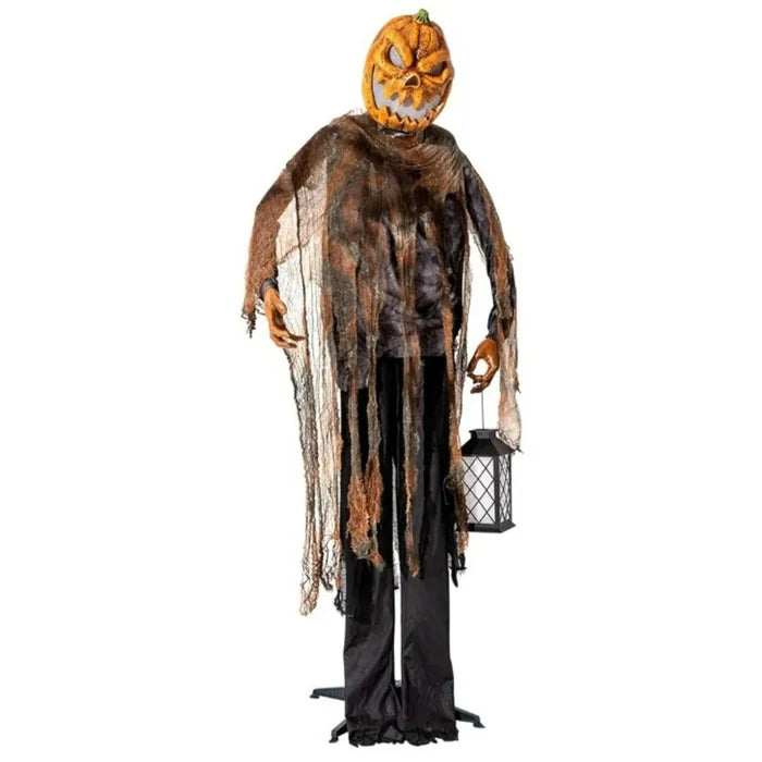 72 Inch Sound and Sensor Activated Pumpkin Head Prop Decoration
