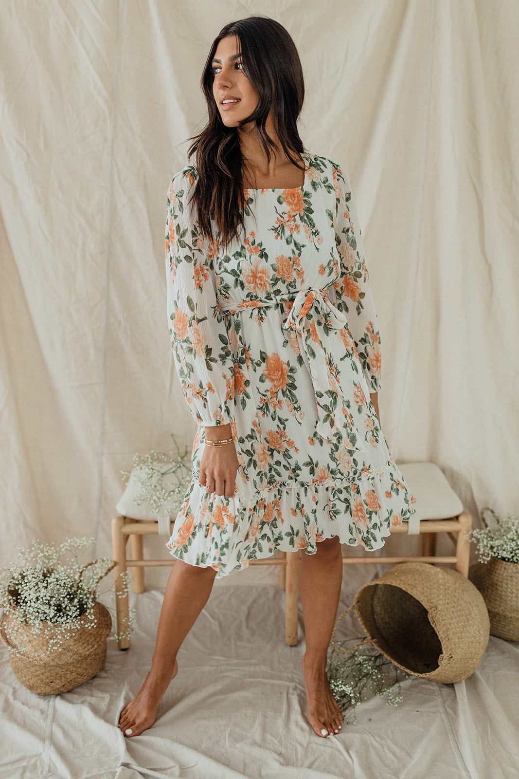 THE FALLING FOR YOU DRESS IN APRICOT ROSE BY PINK DESERT
