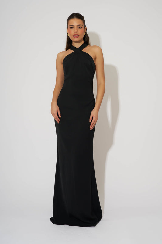 Cross Halter Neck Maxi Dress