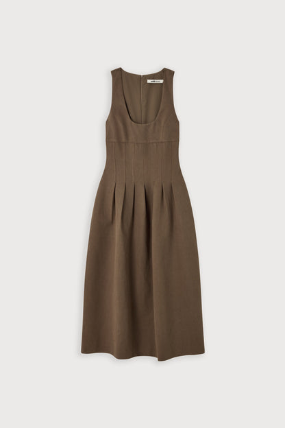 Cotton Mix Cinched Midi Dress
