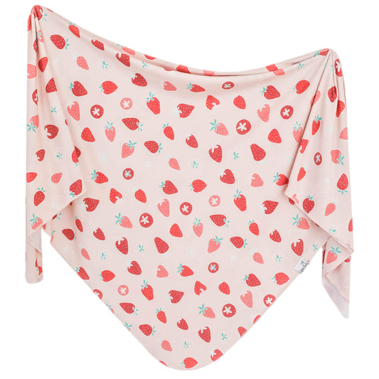 Knit Swaddle Blanket - Strawberry