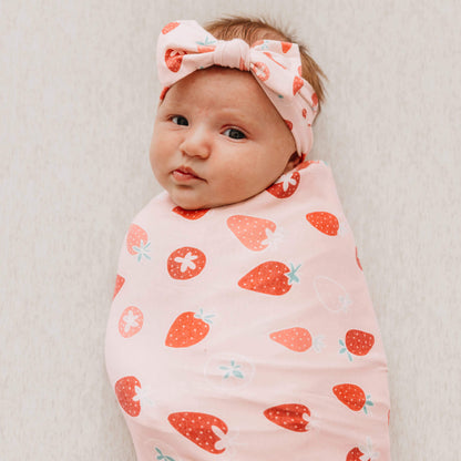 Knit Swaddle Blanket - Strawberry