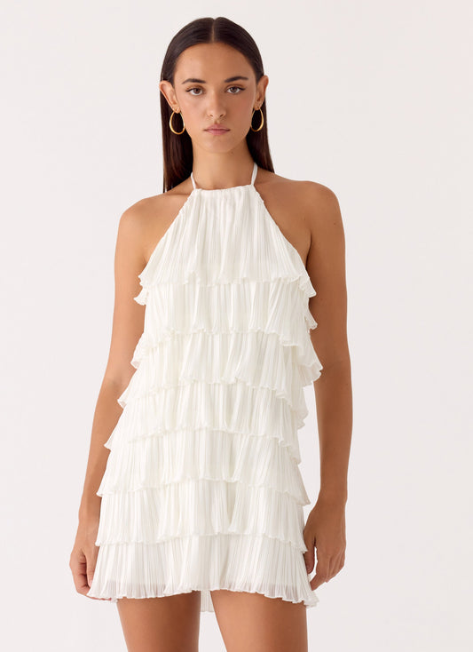 Lunar Bloom Mini Dress - Ivory