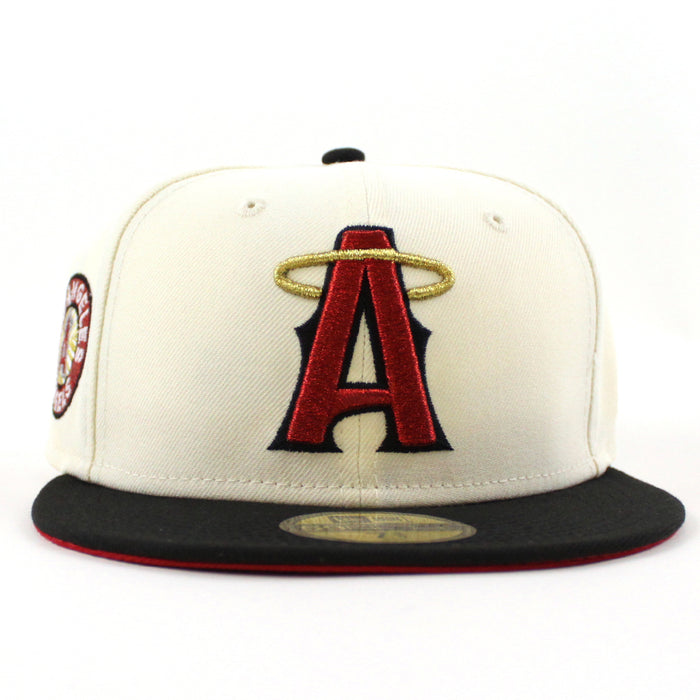 Anaheim Angels A City Connect New Era 59Fifty Fitted Hat (Chrome Black Scarlet Under Brim)