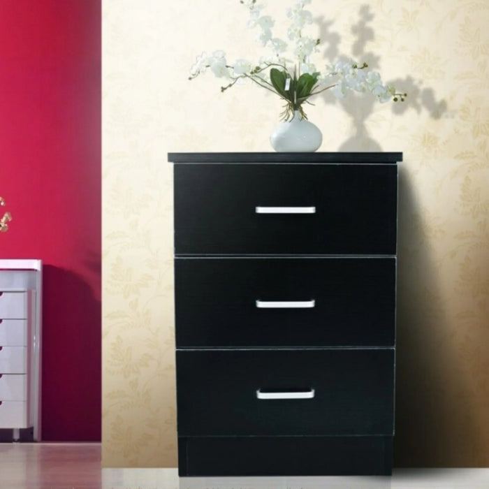 Beli 3 Drawers Bedside Table - Black - DLB Furniture