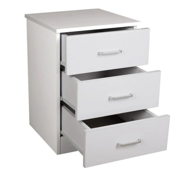 Beli 3 Drawers Bedside Table - White - DLB Furniture